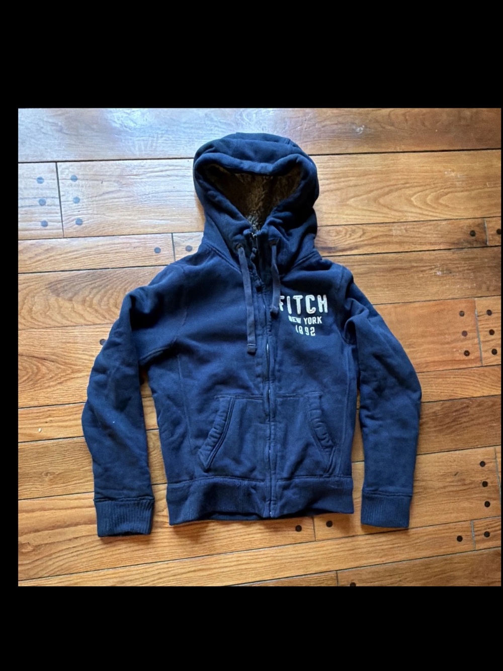 Abercrombie & Fitch Navy Lined Zip Hoodie
